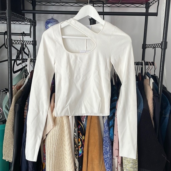 & Other Stories Cut Out Knit Top White Small - Picture 2 of 6